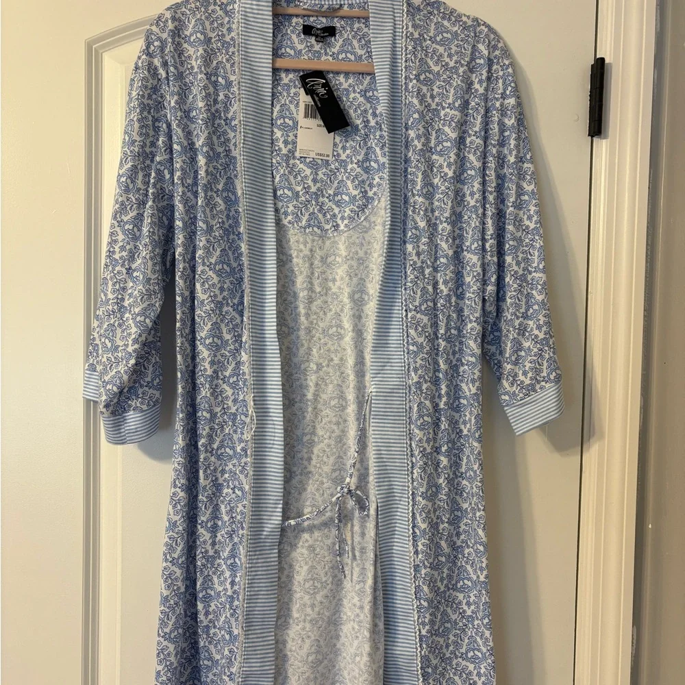 Aria Light Blue Patterned Women's Robe - Picture 3 of 11